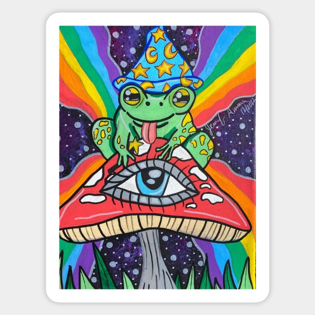 Frog Wizard Sticker by Stay Weird Studio Art